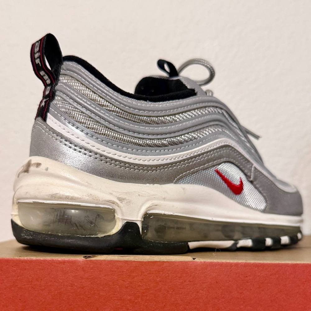 Nike Women’s Air Max 97 OG “Silver Bullet” Metallic Silver/Varsity Red | Size 8 - Picture 9 of 16